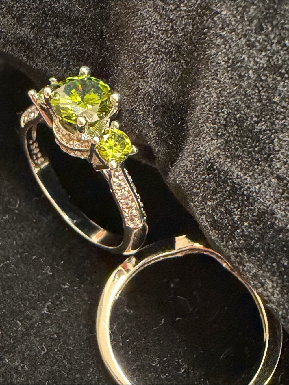 Sterling Silver Peridot Three-Stone Ring - Picture 11 of 14